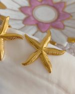 Gold Starfish Stud Earrings
