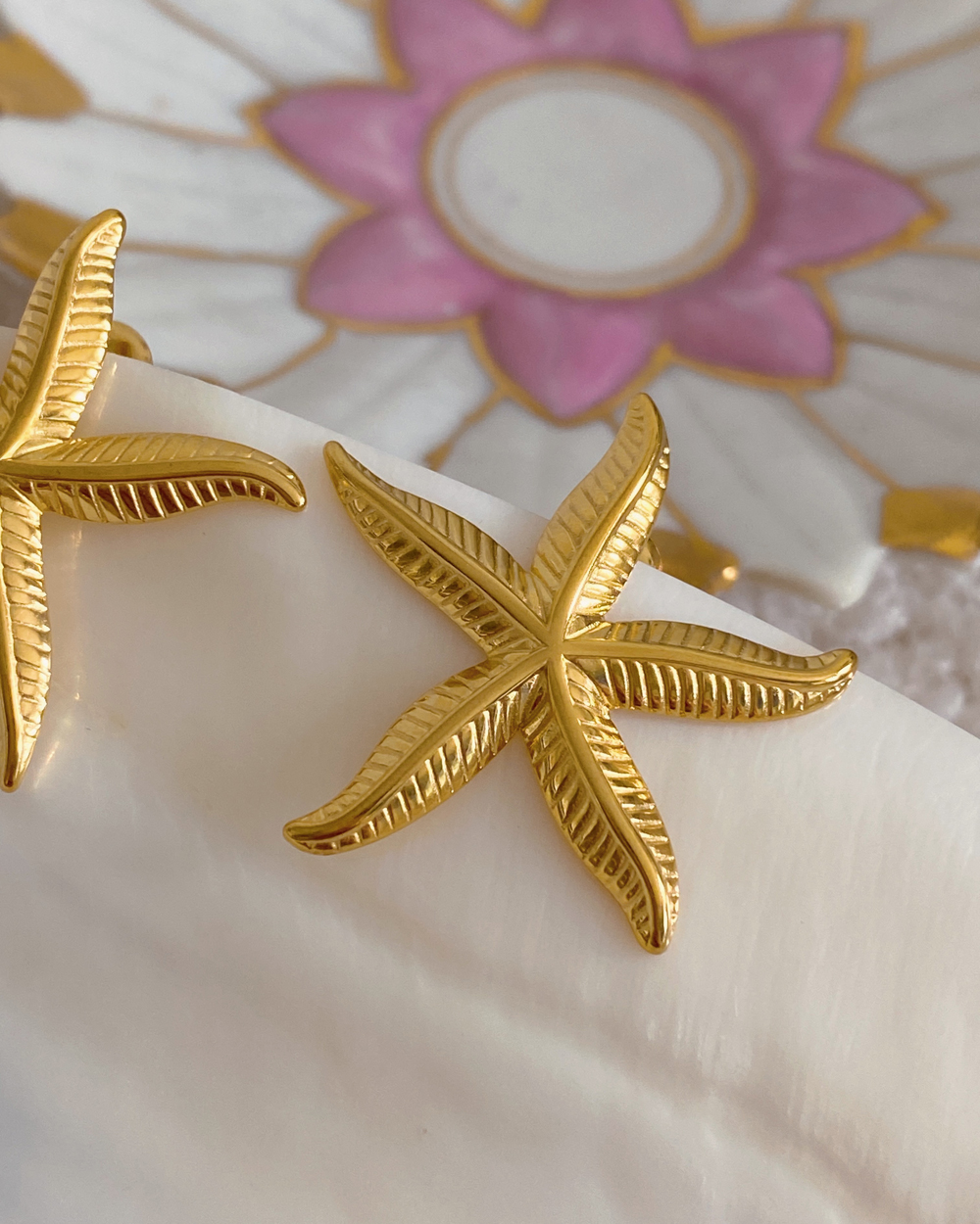 Gold Starfish Stud Earrings