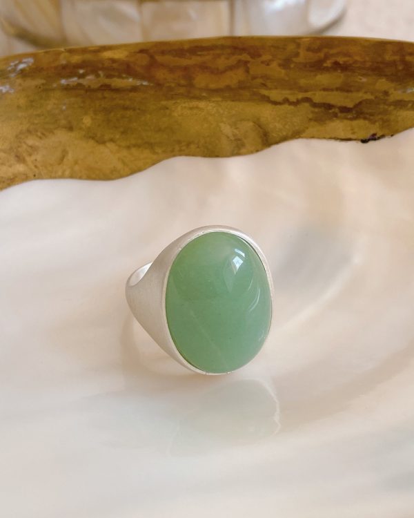 Silver Aventurine Lustrous Statement Ring