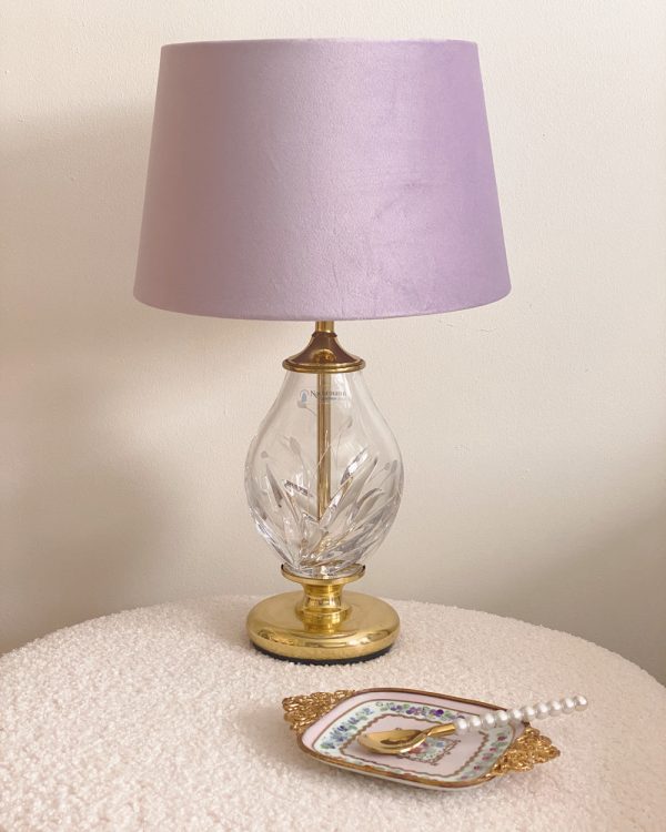 Vintage Crystal Glass 24k Gold Plated Brass Table Lamp