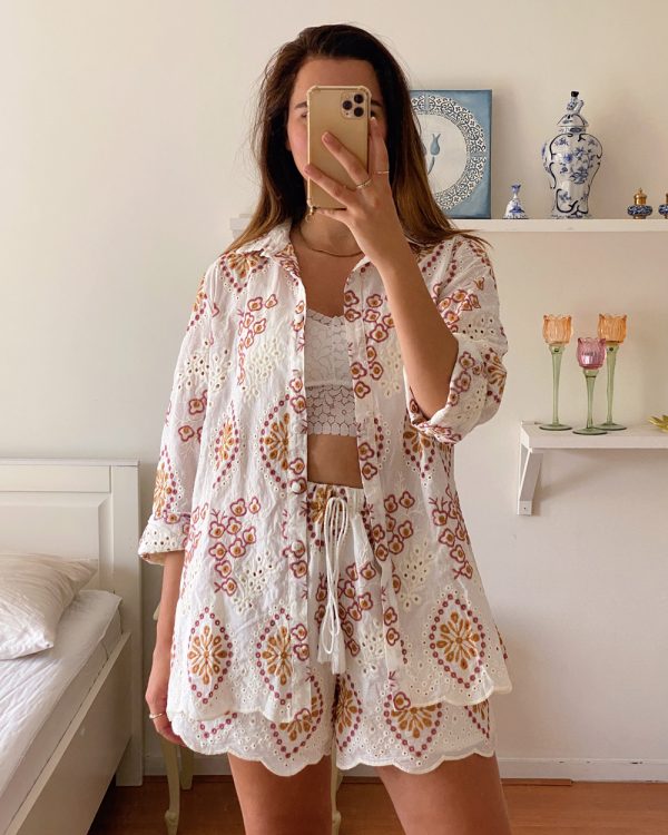 Sunset Chic Embroidered Cotton Matching Set