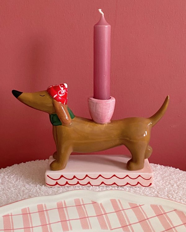 Christmas Dachshund Candle Holder
