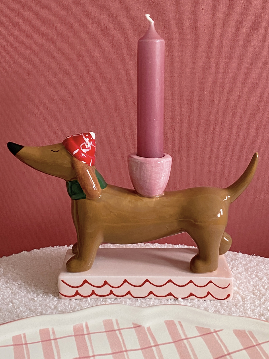 Christmas Dachshund Candle Holder