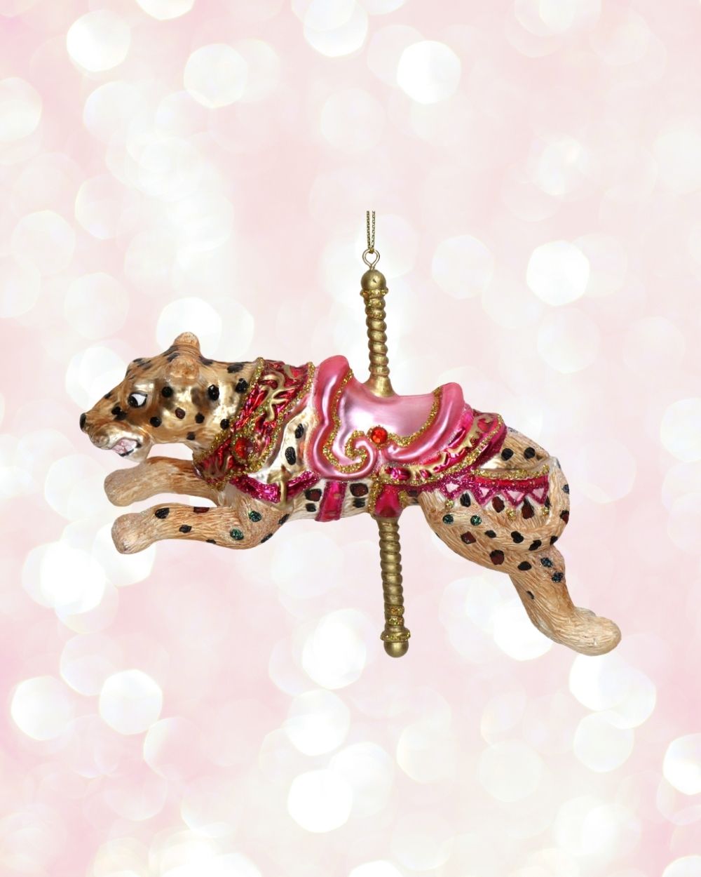Circus Leopard Pink Carousel Ornament