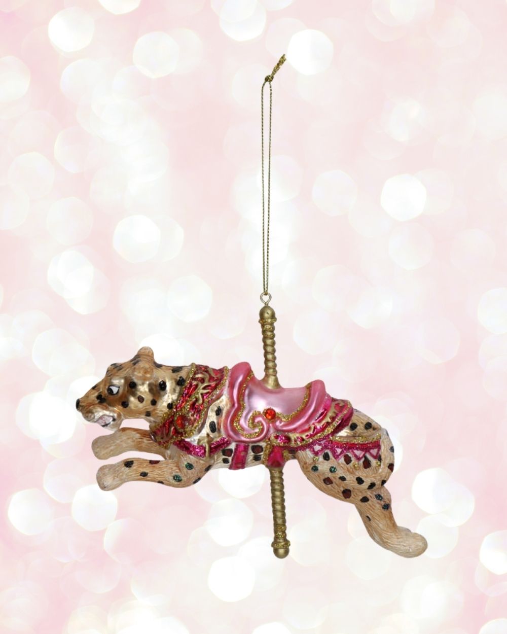 Circus Leopard Pink Carousel Ornament