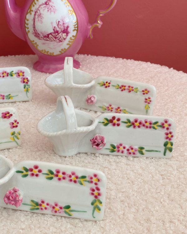 Vintage French Flower Basket Knife Rest Set Of 5