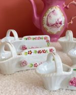 Vintage French Flower Basket Knife Rest Set Of 5