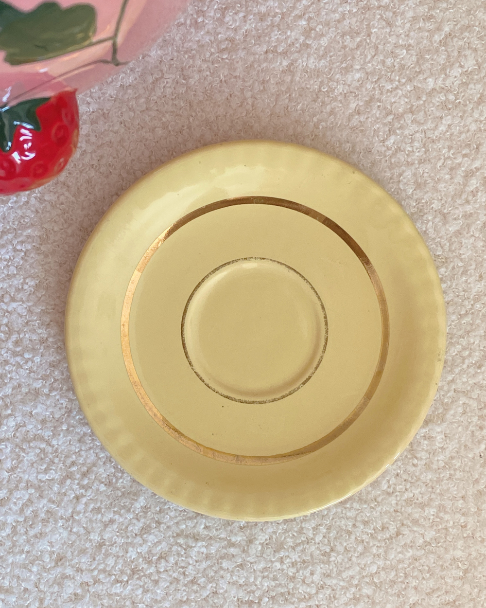 Vintage Pastel Yellow Gilded Cup Saucer Set