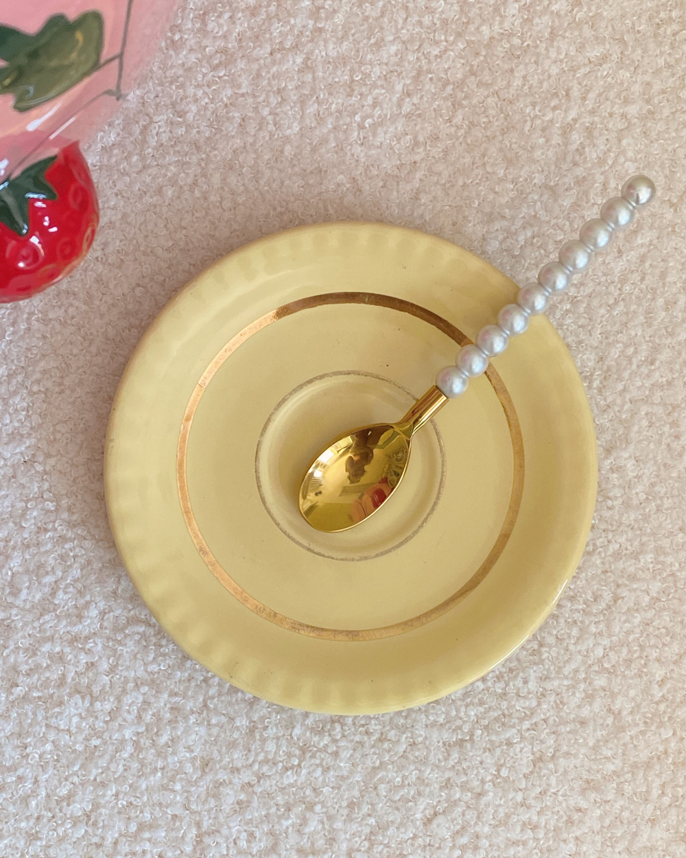 Vintage Pastel Yellow Gilded Cup Saucer Set