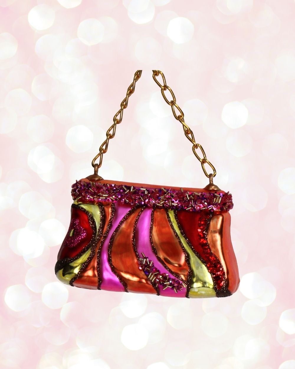 Pink Glamour Handbag Glass Ornament