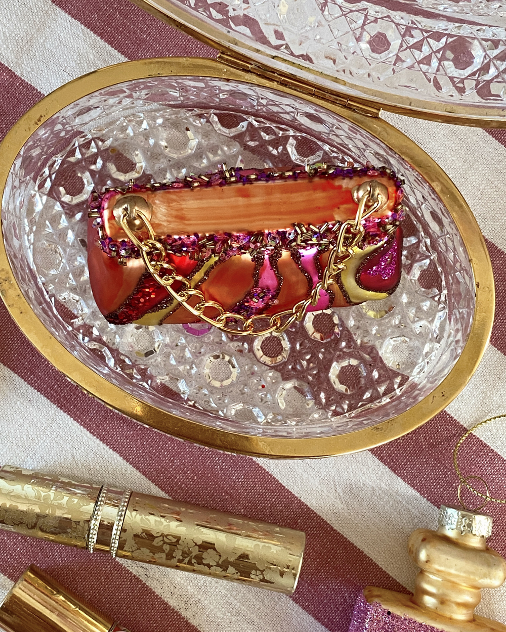 Pink Glamour Handbag Glass Ornament