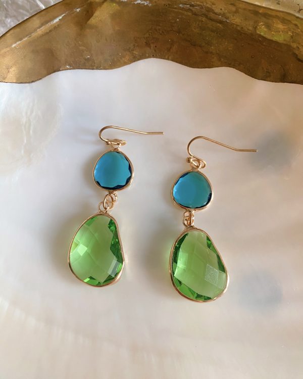 Azure Glass Stone Drop Earrings