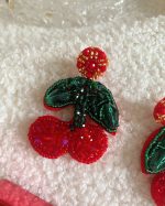 Beaded Cherry Drop Earrings