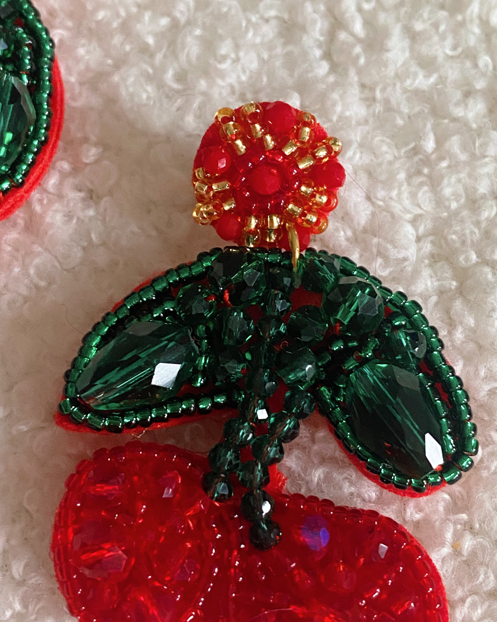 Beaded Cherry Drop Earrings