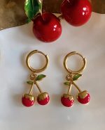 Cherry Huggie Hoop Earrings