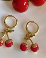 Cherry Huggie Hoop Earrings