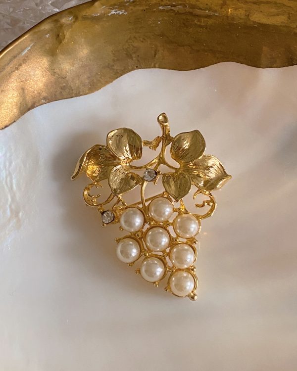 Vintage Grape Cluster Pearl Brooch