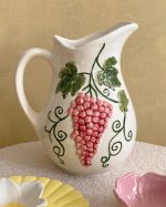 Vintage Hand Painted Barbotine Grape Pitcher