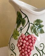 Vintage Hand Painted Barbotine Grape Pitcher