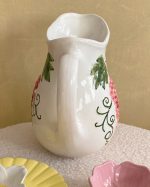 Vintage Hand Painted Barbotine Grape Pitcher