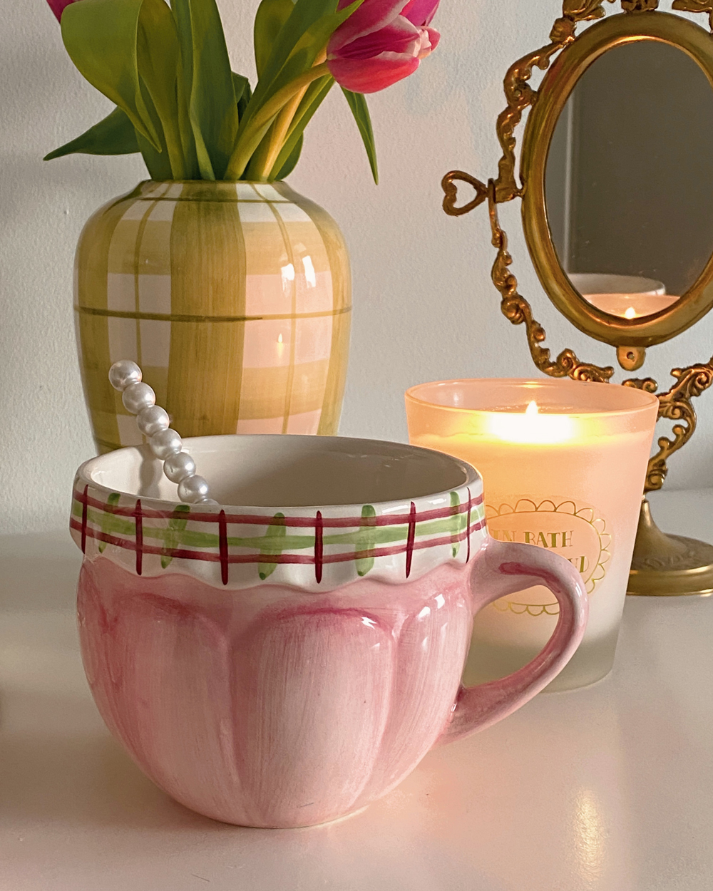 Vintage Pink Cottage Mug