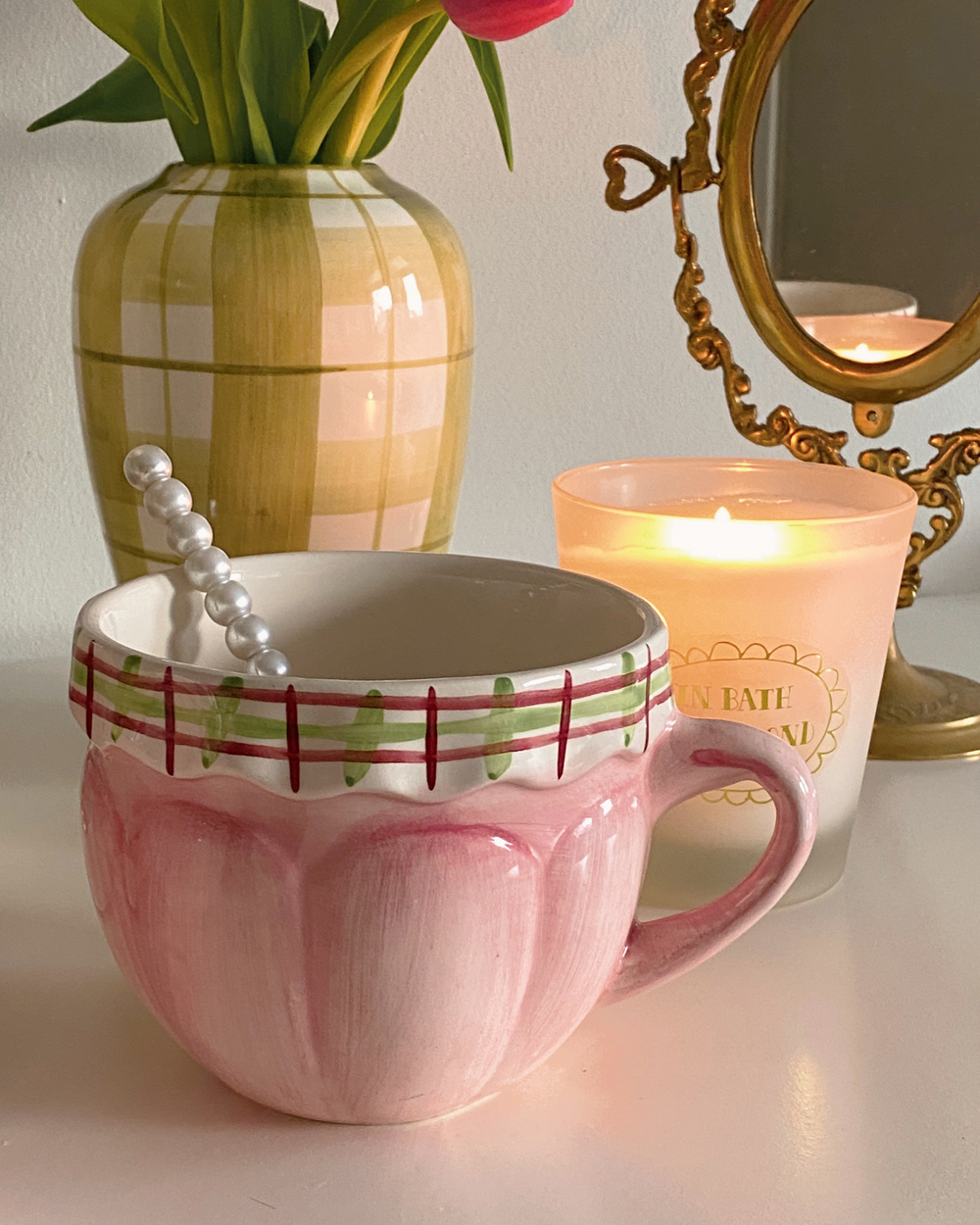 Vintage Pink Cottage Mug