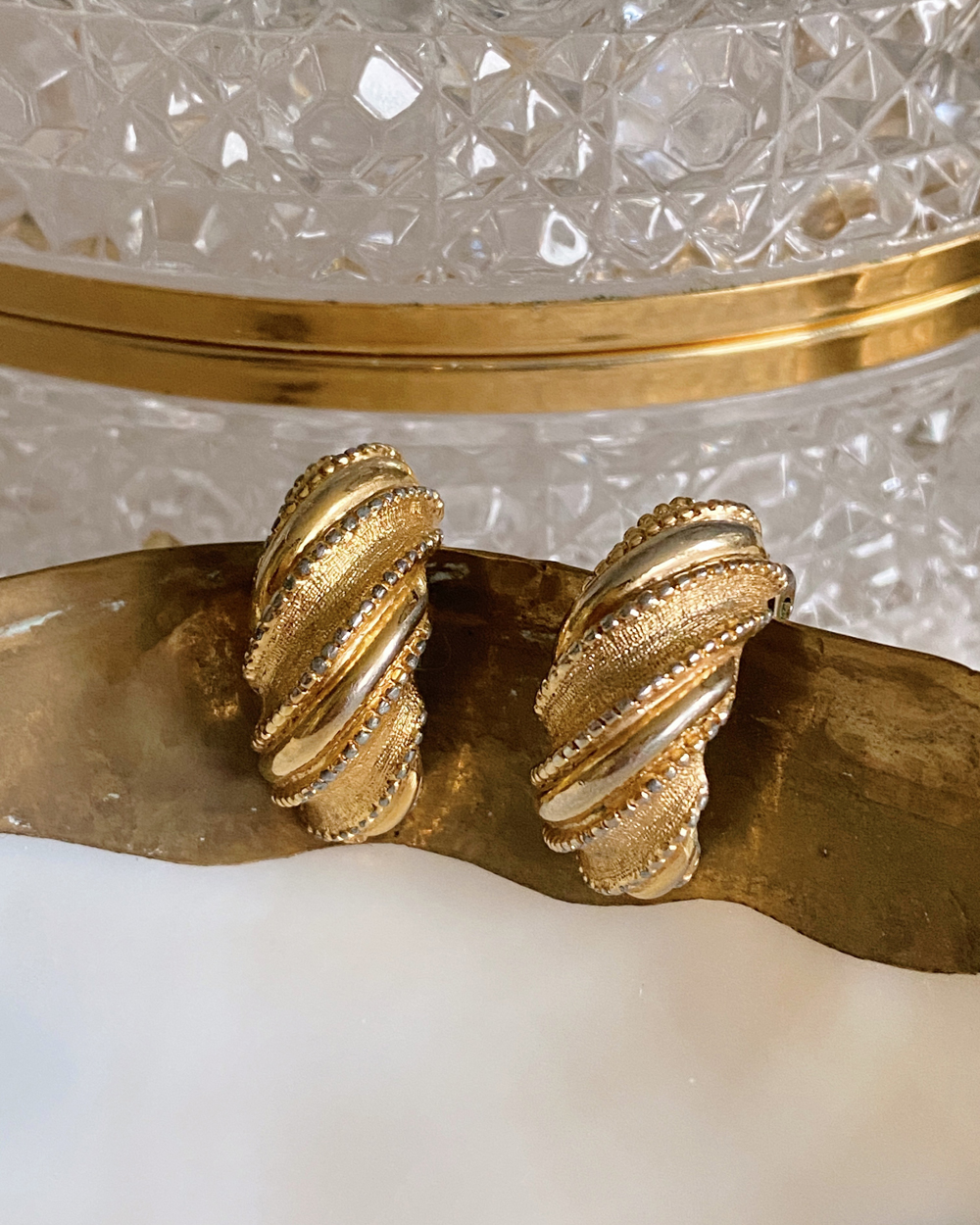 Vintage Twisted Rope Clip-On Earrings