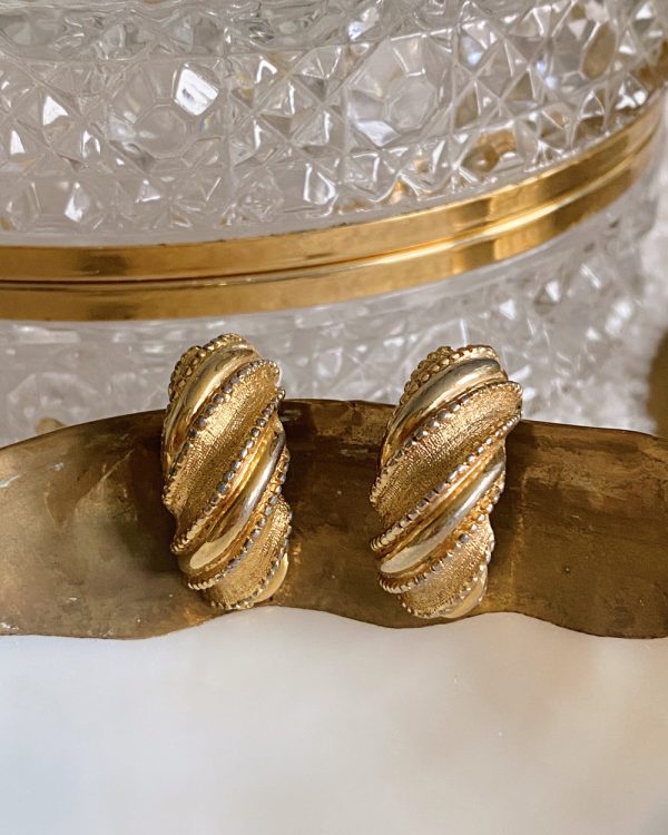 Vintage Twisted Rope Clip-On Earrings