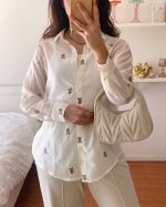 Embroidered Teddy Bear Blouse