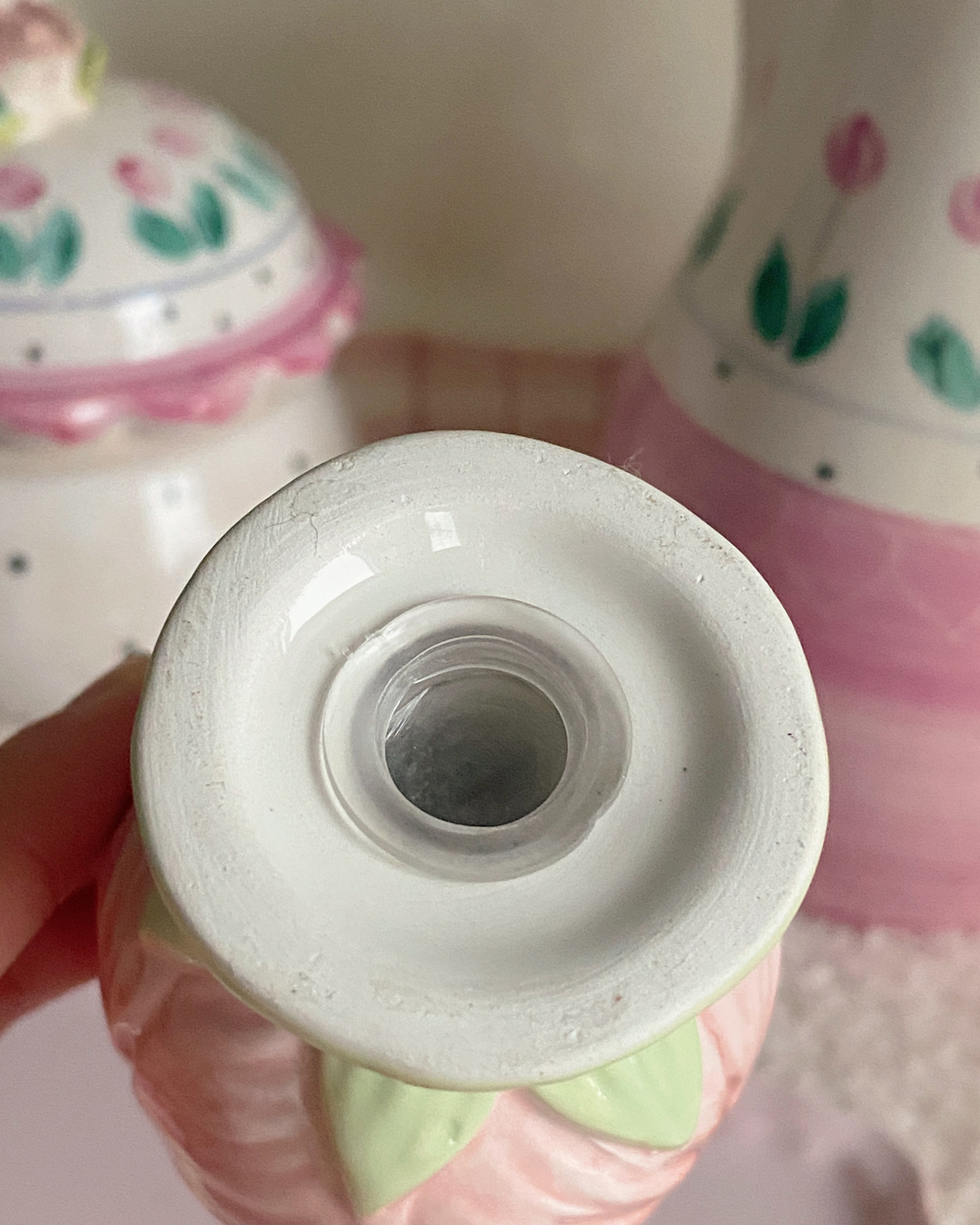 Pink Tulip Flower Porcelain Salt Pepper Shaker Set