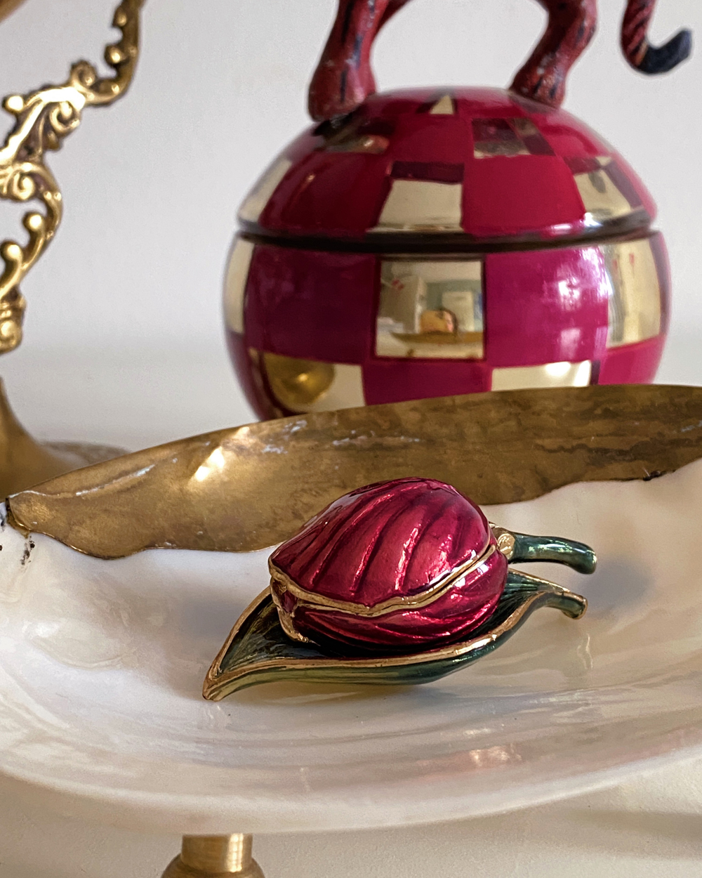Red Tulip Flower Trinket Box