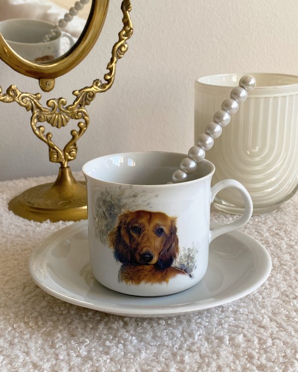 Vintage Dachshund Porcelain Cup Saucer Set