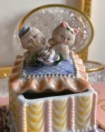Vintage Pastel Poodle Lidded Trinket Box