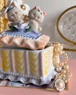 Vintage Pastel Poodle Lidded Trinket Box