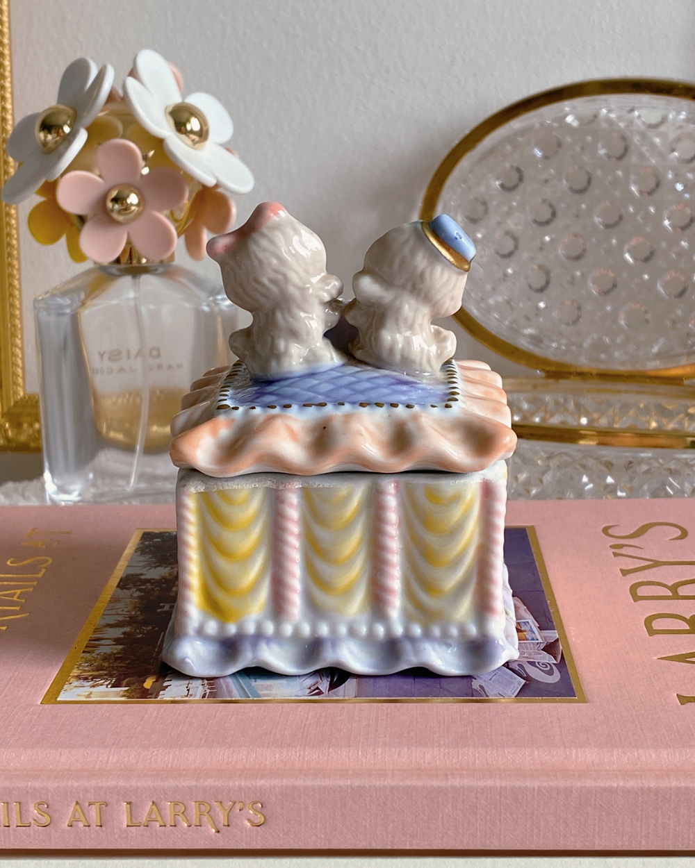 Vintage Pastel Poodle Lidded Trinket Box