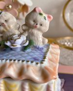 Vintage Pastel Poodle Lidded Trinket Box