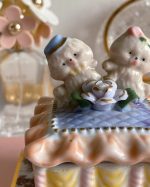 Vintage Pastel Poodle Lidded Trinket Box