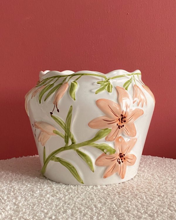 Vintage Pink Frangipane Flower Planter