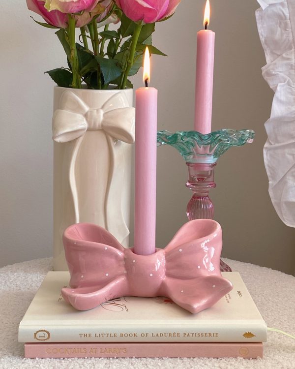 Pink Bow Candle Holder