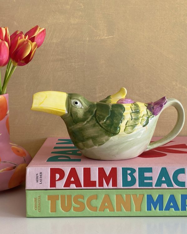 Vintage Exotic Toucan Ceramic Teapot