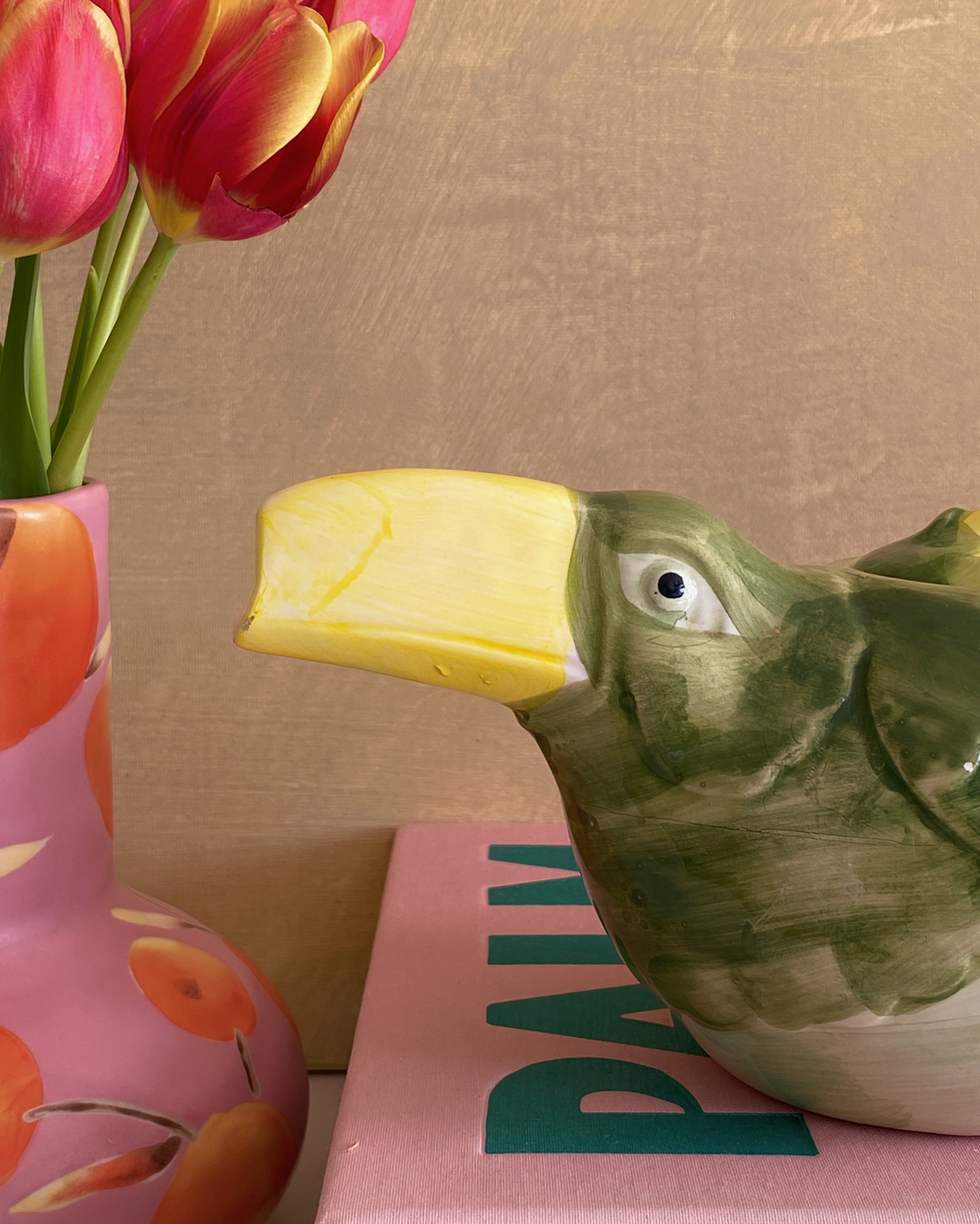 Vintage Exotic Toucan Ceramic Teapot