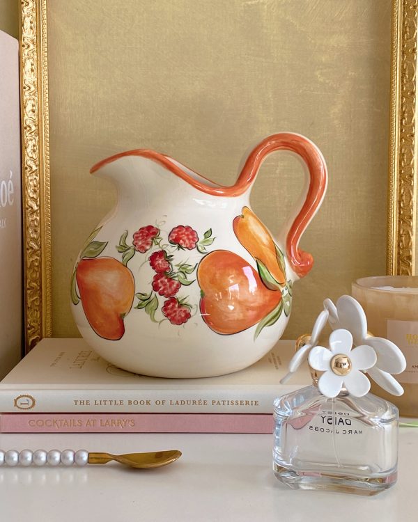 Vintage Hand Painted Orange Fruit Pitcher