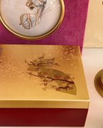 Vintage Heirloom Japanese Lacquered Velvet Lined Mirror Box