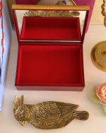 Vintage Heirloom Japanese Lacquered Velvet Lined Mirror Box