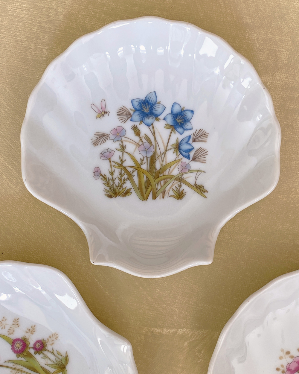 Vintage Seashell Floral Coaster Set of 5