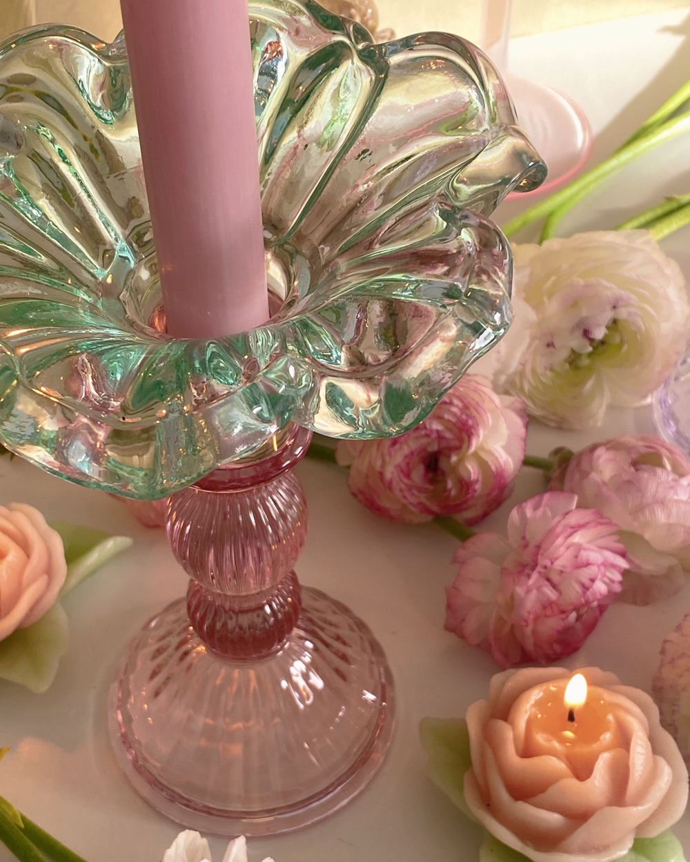 Wildflower Glass Candle Holder
