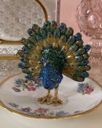 Regal Peacock Enamel Trinket Box
