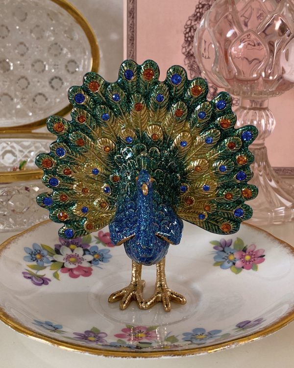 Regal Peacock Enamel Trinket Box