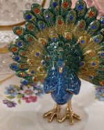 Regal Peacock Enamel Trinket Box