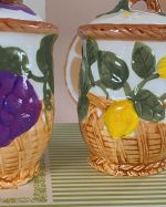 Vintage Fruit Lidded Condiment Jar Set of 2